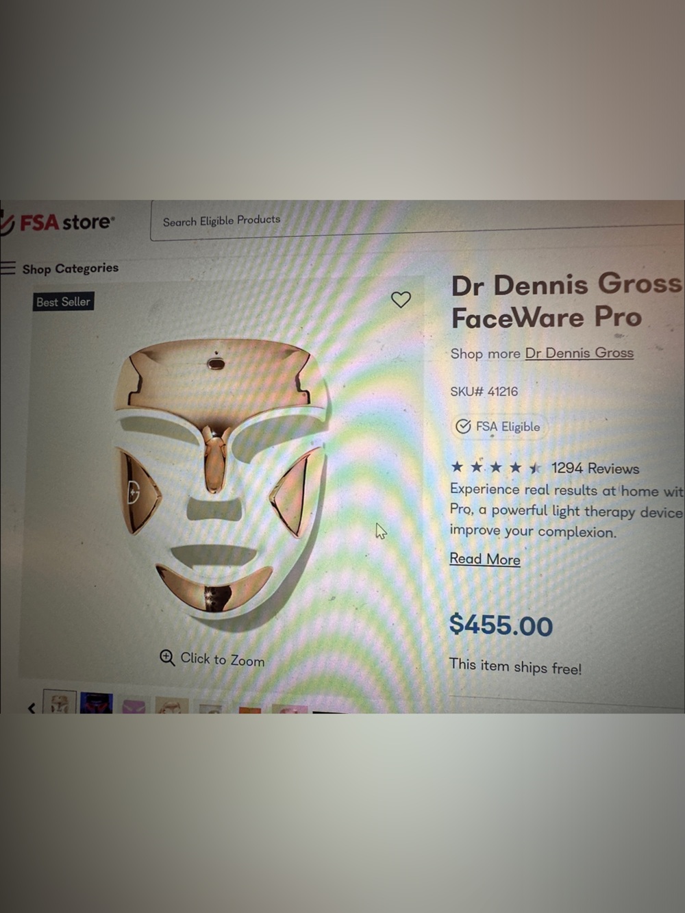 Dr Dennis Gross FaceWare Pro LED Light Therapy Mask - Rose Gold & White